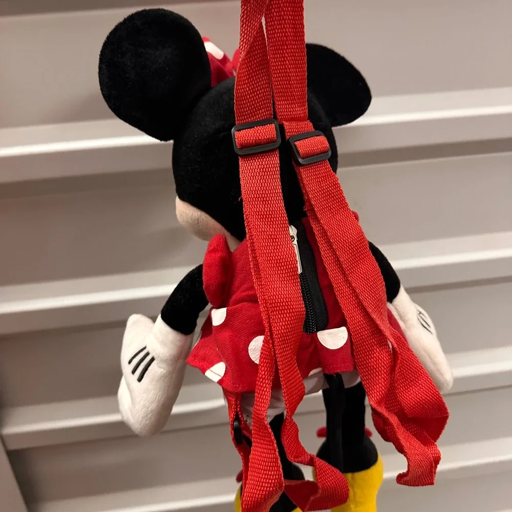 Minnie‎ Mouse Plush Backpack Disney Polka Dot Dress Small Kids Toddler